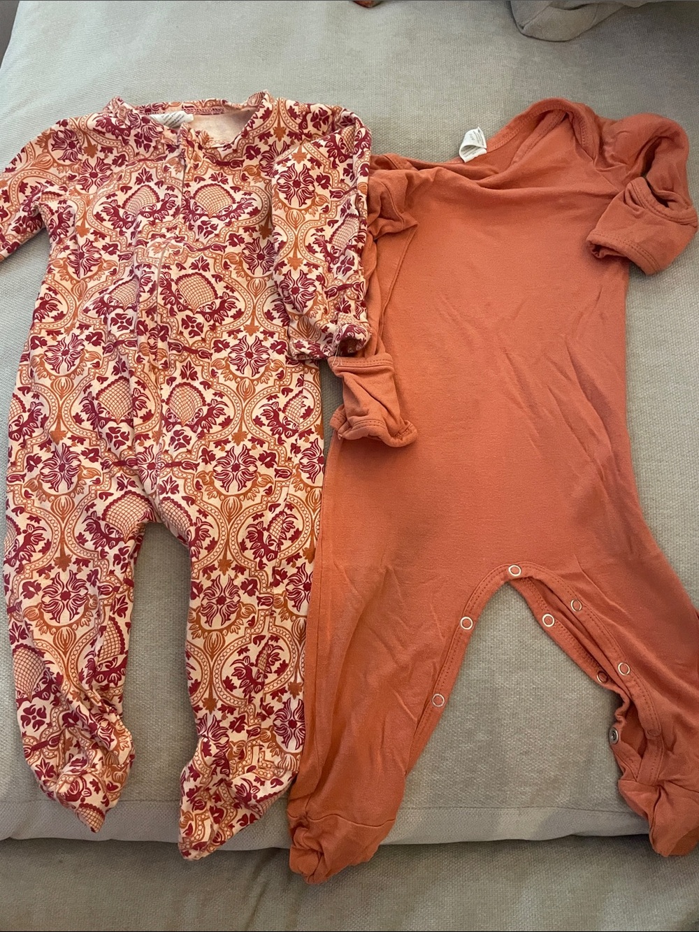 kate quinn Set of Footies Set in Rust and Cream Floral